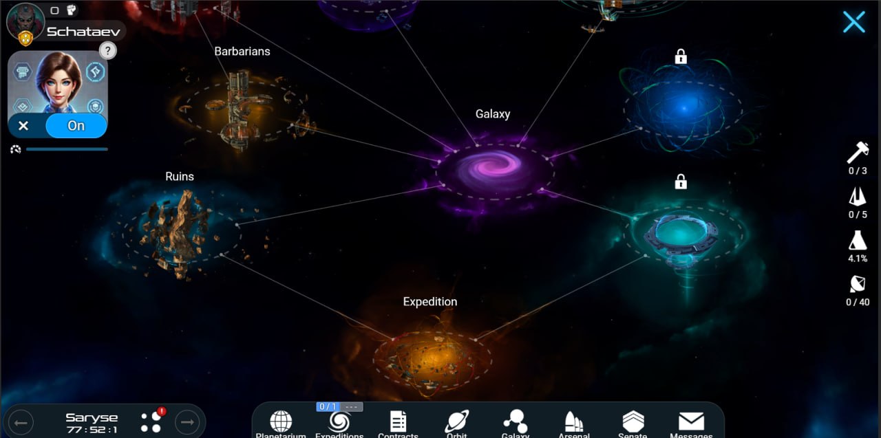 Mapa galaxie: expedice a sektory